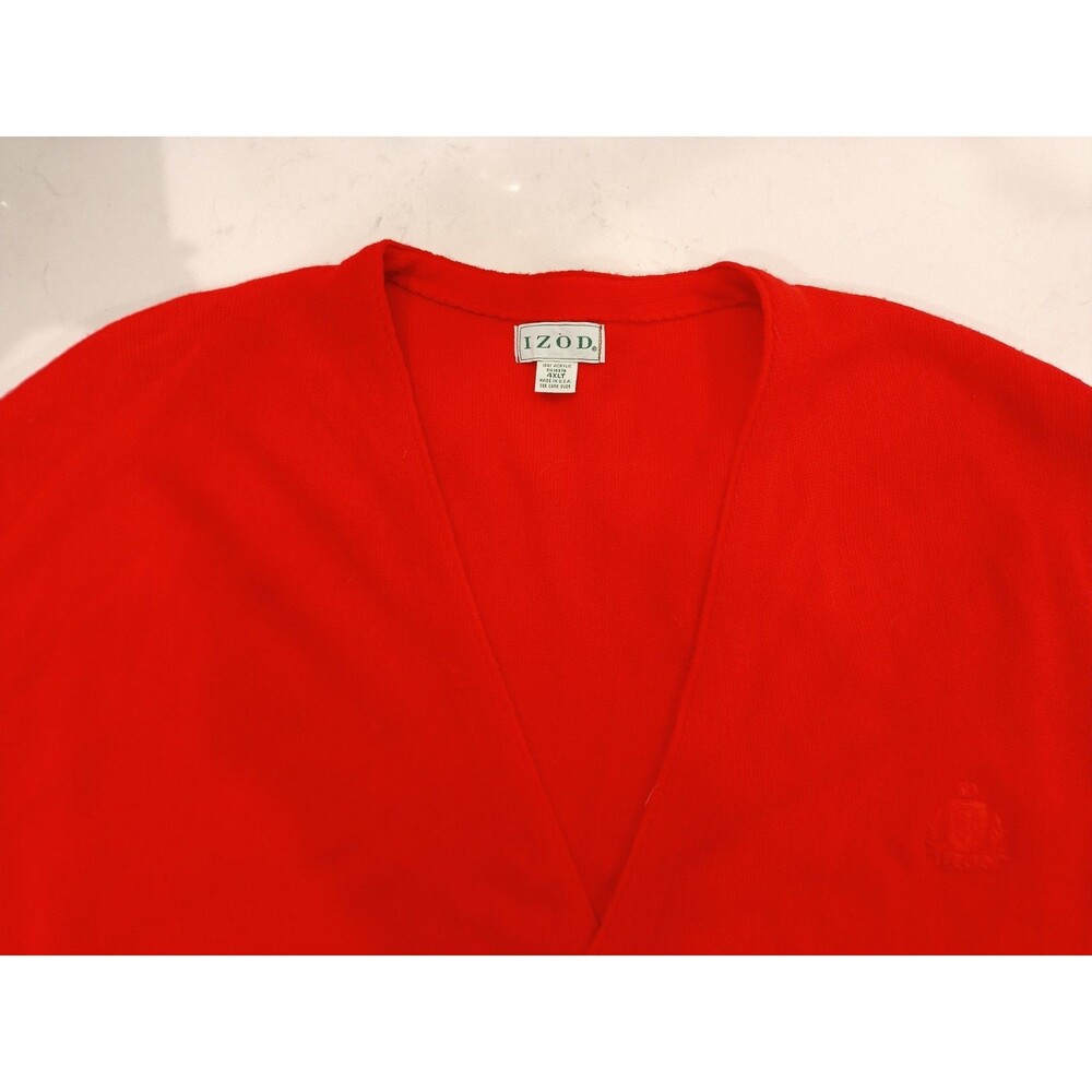 Vintage IZOD Red Button Up Cardigan Sweater Mens 4XL Acrylic Preppy